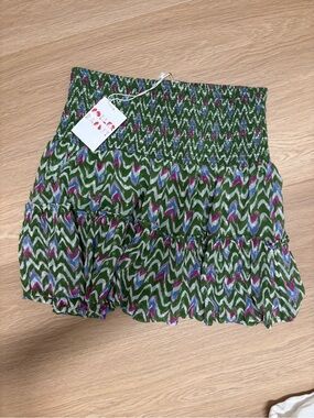 Roller Rabbit Green Chevron Tiered Mini Skirt